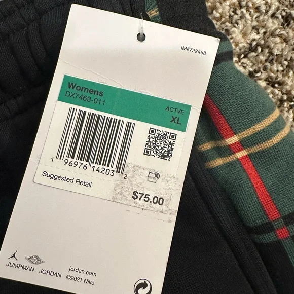 NWT Jordan Black Pants with Plaid Accents - Picture 3 of 6